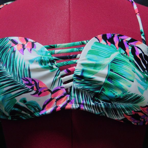 No Boundaries bikini Bra top leaf/fern pattern - Picture 2 of 6